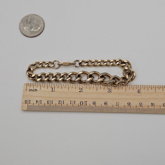 VTG Gold Toned Cuban Chain Link Wristlet Bracelet Classy Elegant Business Casual - Picture 12 of 15